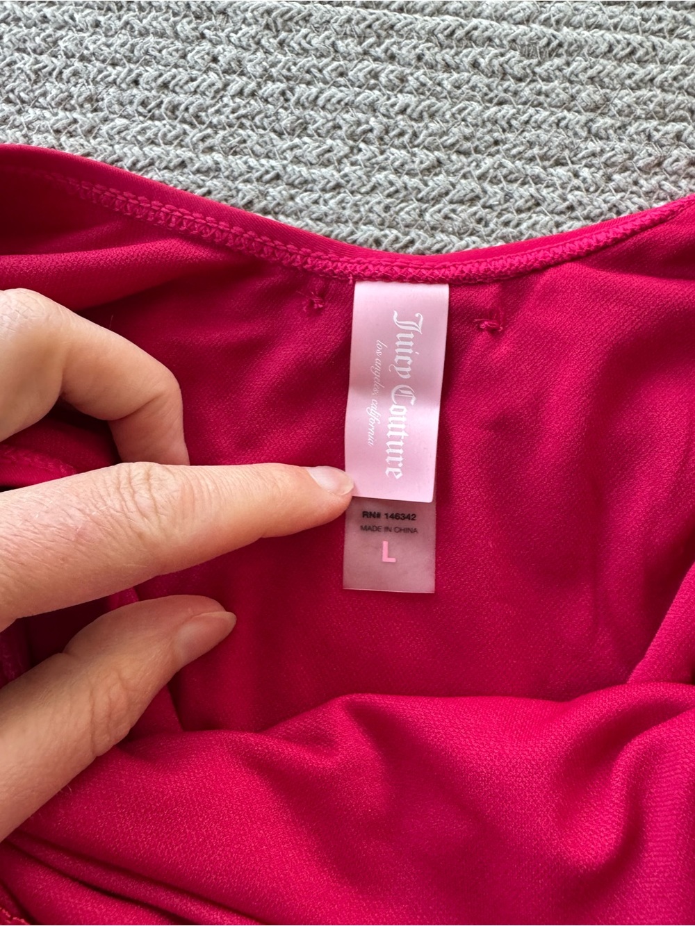 Juicy Couture Fuchsia Pink Grommet One-Piece Cross Back Swimsuit Sz Large - Picture 8 of 11